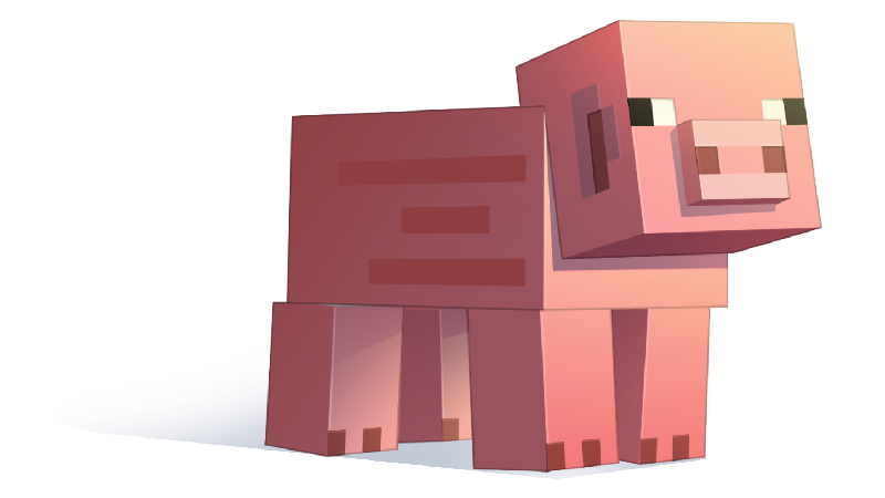 A minecraft pig looking to right