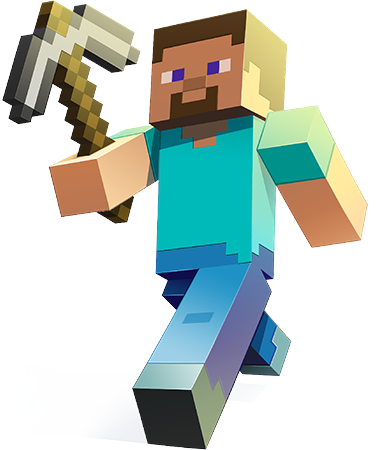 Minecraft character with a pickaxe